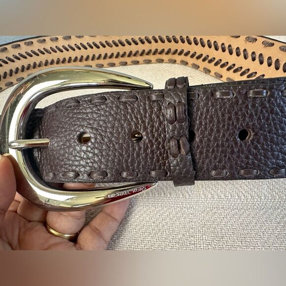 Michael Kors Braided Leather Chain Statement Belt Brown BOHO Size M - Picture 6 of 11